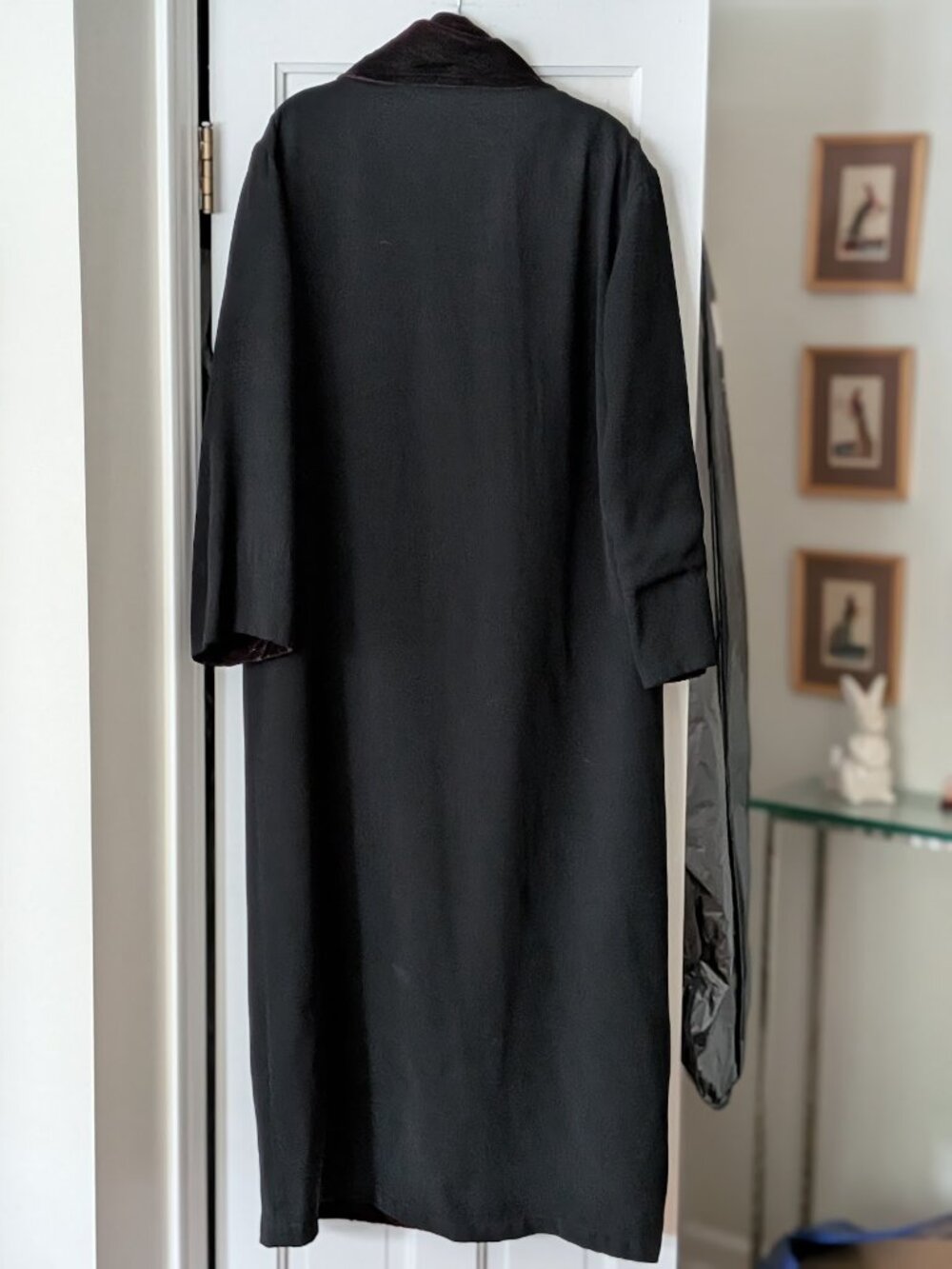 Ivan Grundahl Velvet Trim Duster Coat & Wide Leg Pants 2 Pc Suit Vintage - Picture 3 of 16